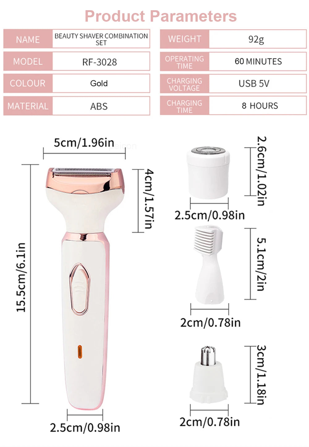 Electric Razor for Women Leg Body Hair Shaver Bikini Underarm Epilator Painless Facial Mustache Trimmer Portable Hair Remover