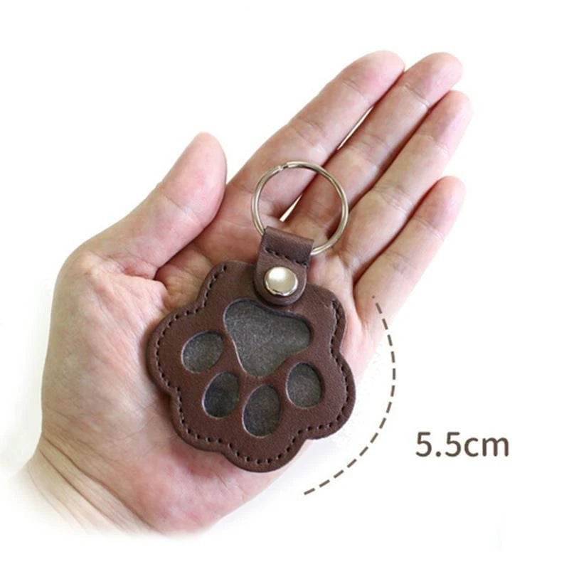 Pet Hair Commemorative Keychain Pu Leather Cat And Dog Fur Souvenir Keychain Dog Paw Pendant Pet Hair Storage Pendant Decoration