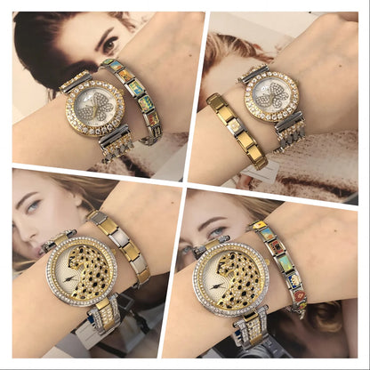 GEMOSA 9mm Width Italian Charm Bracelet Fashion Stainless Steel Bangle Elastic Link Chain High Quality Factory DIY