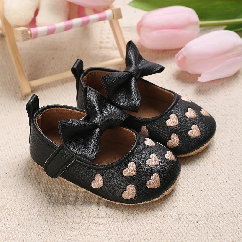 2025Black Fashion Newborn Party Princess Shoes  Boys And Girls' First Step Walking Shoes Rubber Soled Anti Slip Baby Shoes 0-18M