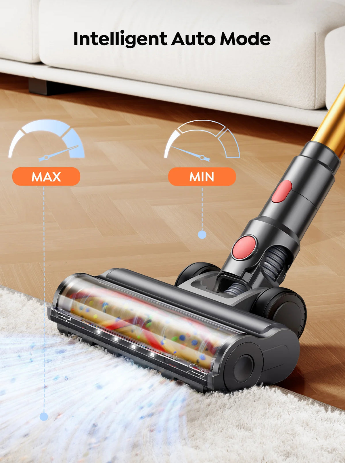 BUTURE VC90 600W 65KPA Suction Power Cordless Vacuum Cleaner Handheld smart Home Appliance Removable Battery Mite Removal Brush
