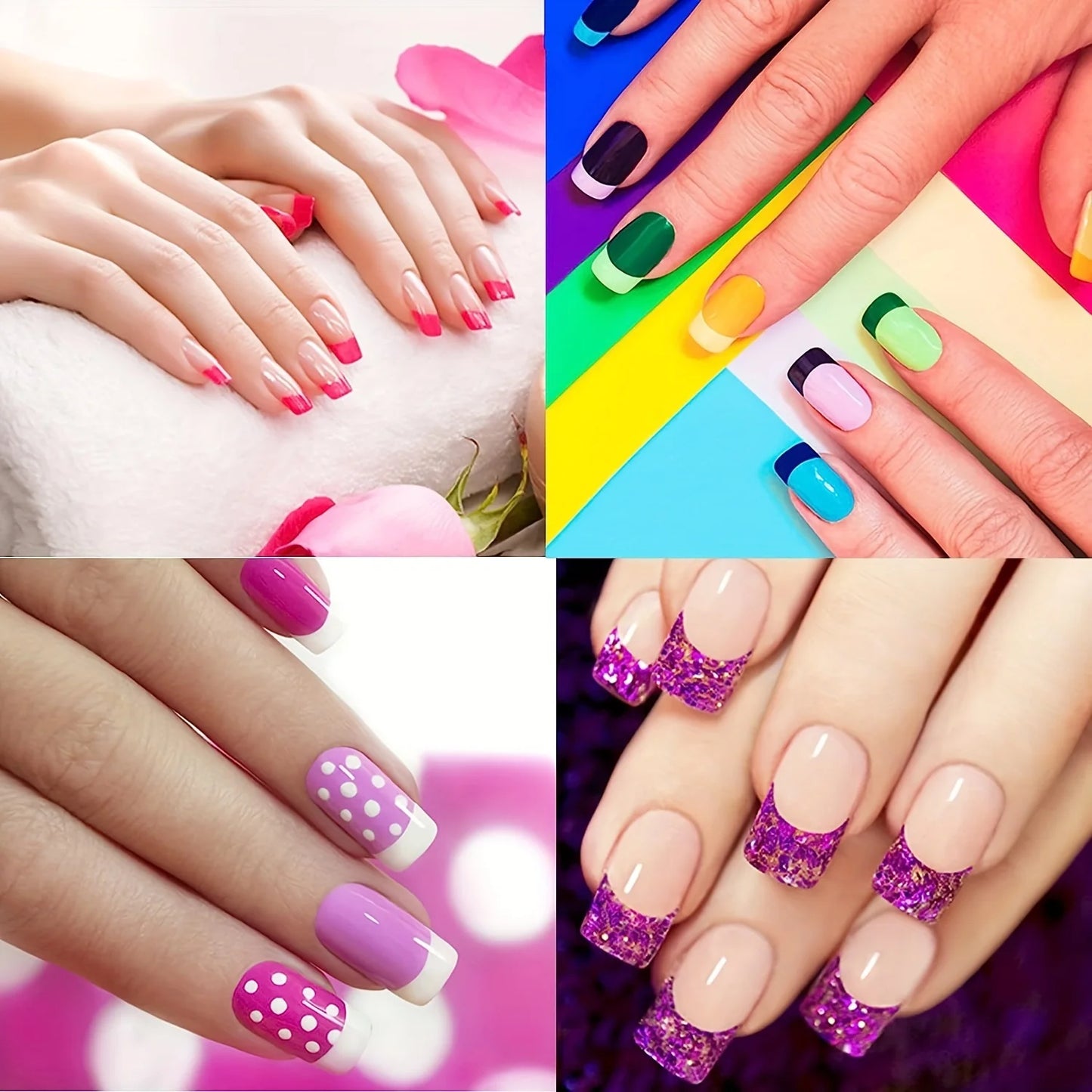 3PCS French Nail Art Stickers White Self-Adhesive Nails Strip Tips Guides for DIY Decoration Stencil Tools ,Fringe Tip Decals