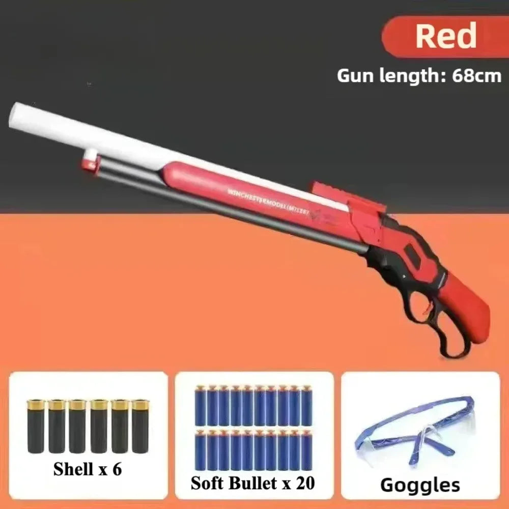 M1887 Winchester Soft Bullet Gun Toy Shell Ejection Throwing Gun Blaster Plastic Manual Launcher Model for Children Adults