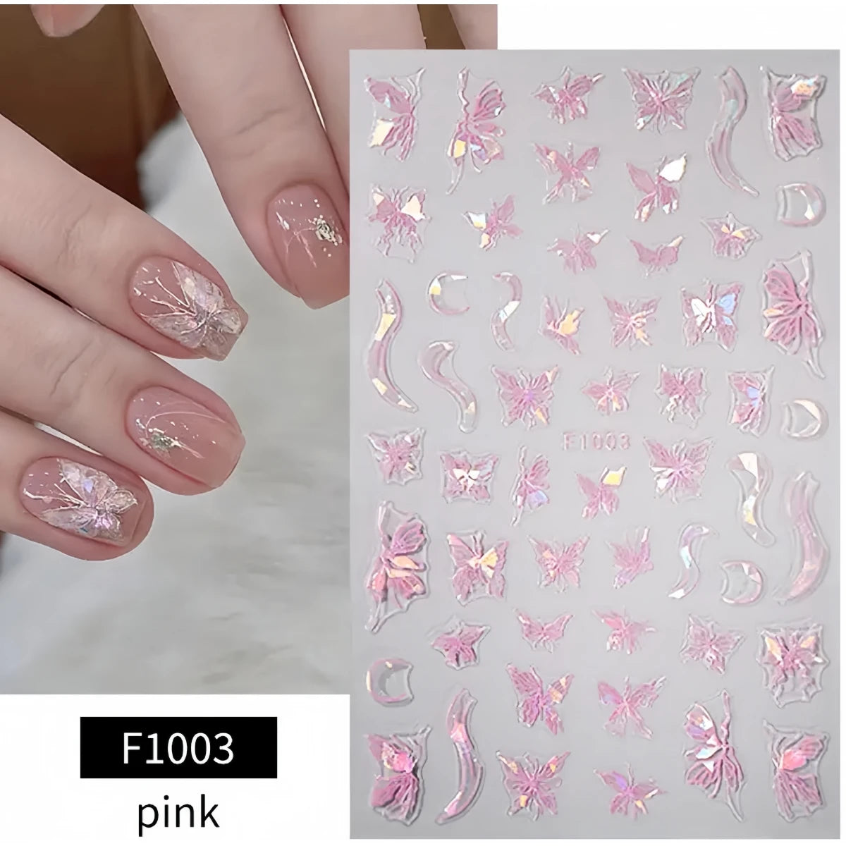1PCS Marbled Nail Sticker 3D Abstract Lines Sticker Nail Art Supplies Nail Decals Y2K Laser Butterfly Ladies Nail Art Decoration