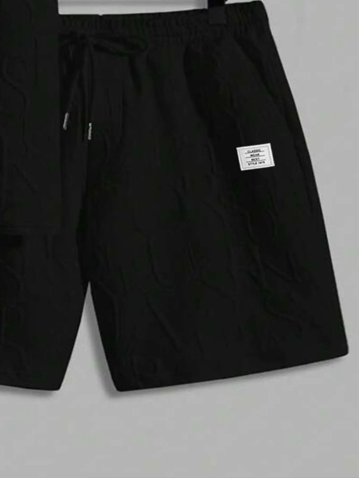 Men's Textured Letter Patched Round Neck Tee & Drawstring Shorts Two-Piece Set Regular Fit Casual Short Sleeve T shirt & Shorts