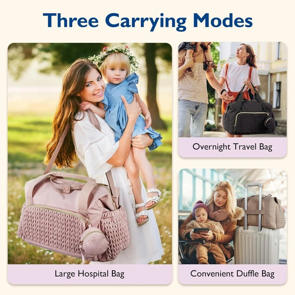 Mommore Diaper Bag Tote, Large Capacity Travel Diaper Bags, Hospital Bag for Labor Delivery, Baby Bag for Labor Delivery