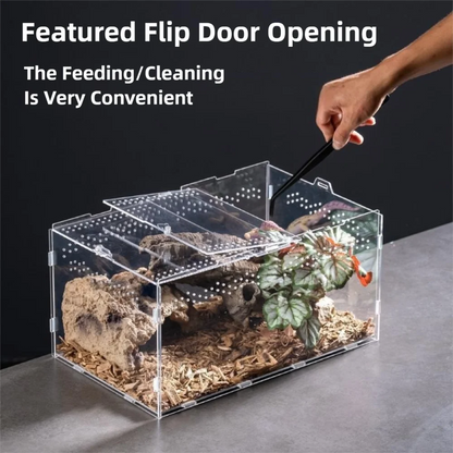 New Acrylic Reptile Habitat Anti-Escape Clear Spider Feeding Case Multiple Size Arboreal Small Pet Cage for Chameleon Clear