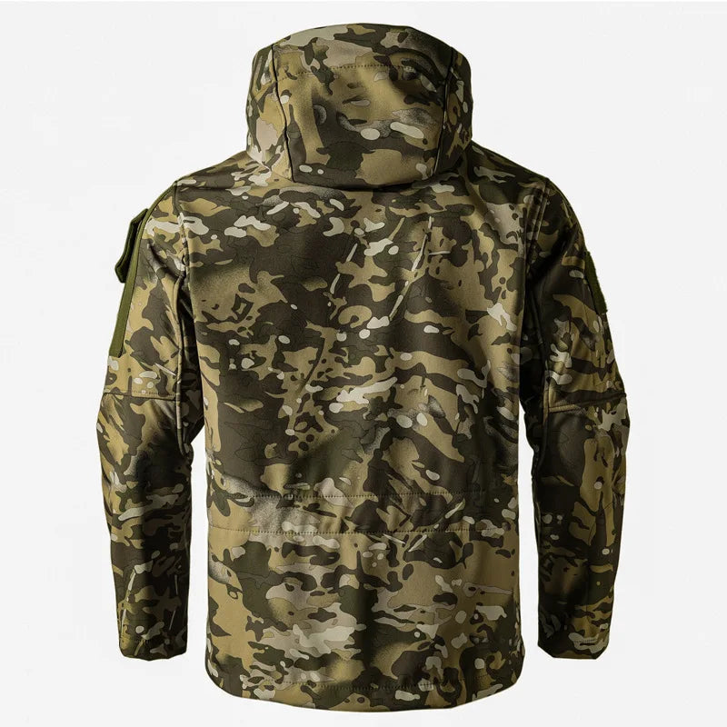 New Shark Shell Beetle Suit Winter Camo Fleece Lined Thickened Softshell Jacket Pants Set Plus Size Windproof Thermal Outdoor Ge