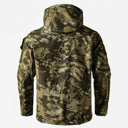 New Shark Shell Beetle Suit Winter Camo Fleece Lined Thickened Softshell Jacket Pants Set Plus Size Windproof Thermal Outdoor Ge
