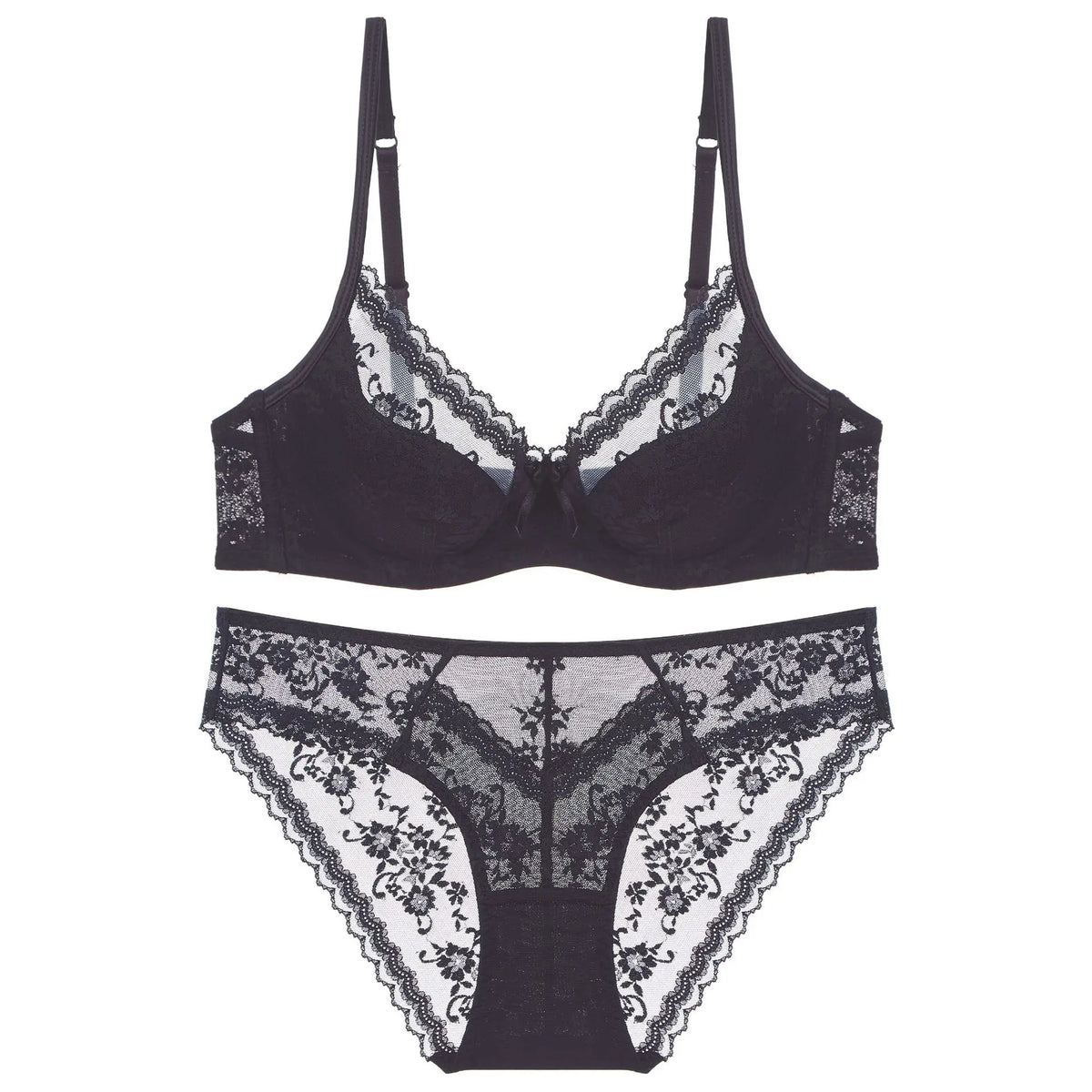 Summer Sexy Lace Embroidery Women Lingerie Set French Thin Cup Push Up Bra Comfort Breathable Underwear Ladies Bra Briefs Set