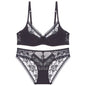Summer Sexy Lace Embroidery Women Lingerie Set French Thin Cup Push Up Bra Comfort Breathable Underwear Ladies Bra Briefs Set