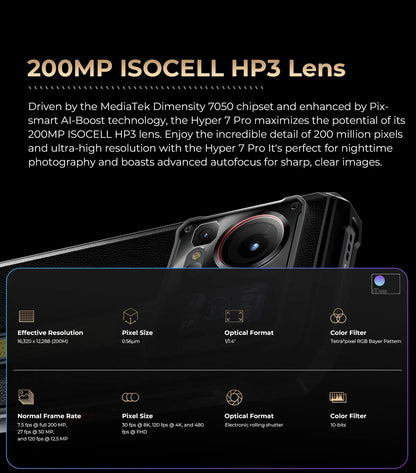 [Ship from DE] HOTWAV Hyper 7 Pro 5G Rugged Phone 200MP Android 14 6.6'' 120Hz Smartphone 36(16+20)GB 256GB 10800mAh Cell Phone