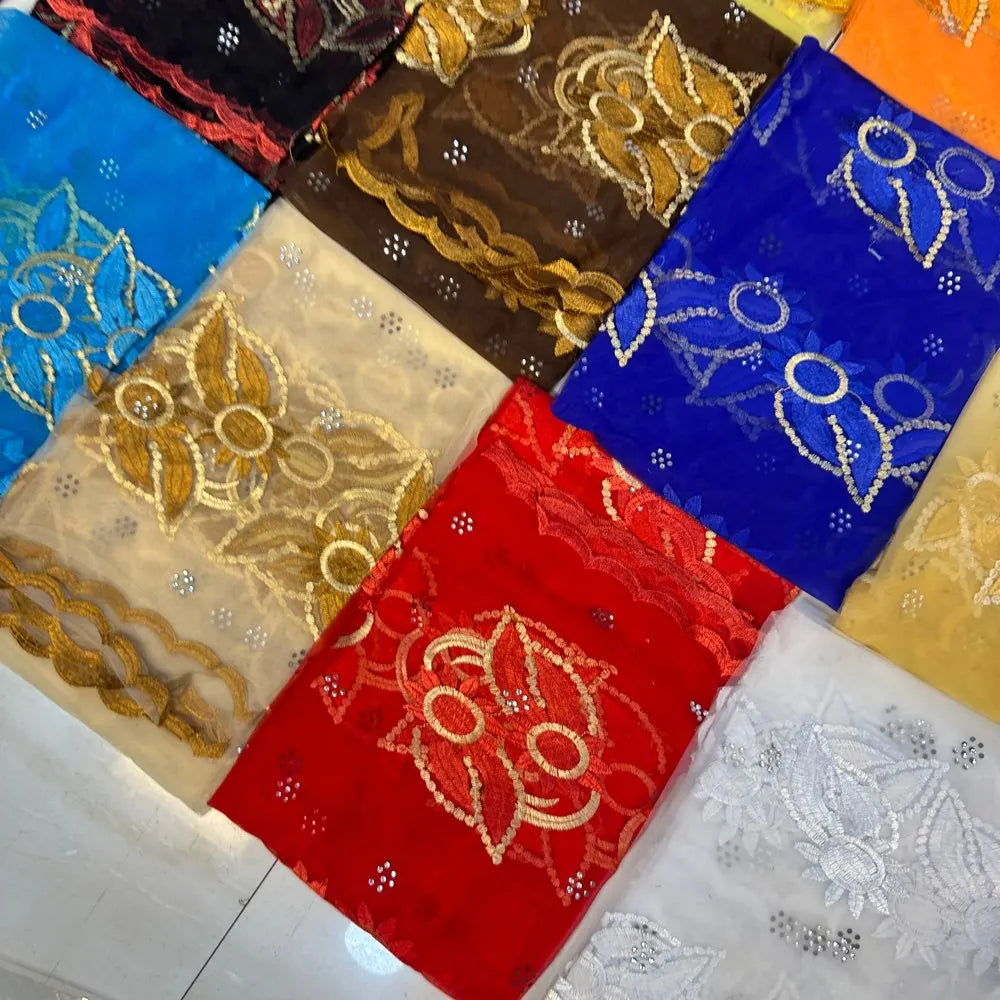 On Sale 2025 New African Net Hijab Scarf for Muslim Women African Dubai Islam Headscarf Embroidery Shawls Voile