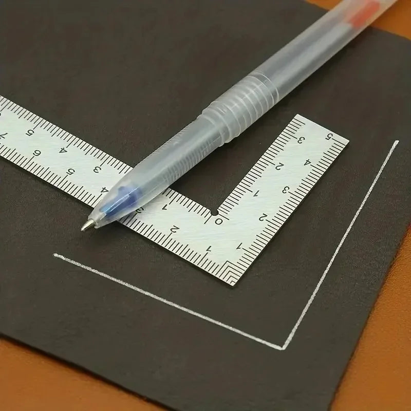 Mini Square Stainless Steel L Shaped Ruler High Precision Double Sided Thickened Corner Gauge Uses for Leather Design Craft