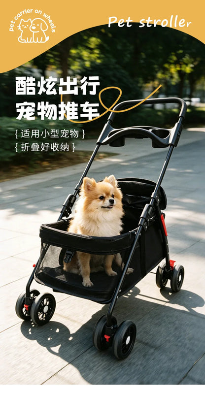 Multi Function Pet Stroller Foldable Push Pull Trolley Carrier Handbag for Cats Small Dogs Outdoor Travel Daily Use 펫 유모차