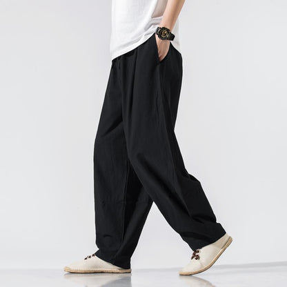 Men Clothes New Summer Japanese Casual Streetwear Harajuku Cotton Linen Baggy Pants Male Solid Oversized Bloomers Trousers M-5XL