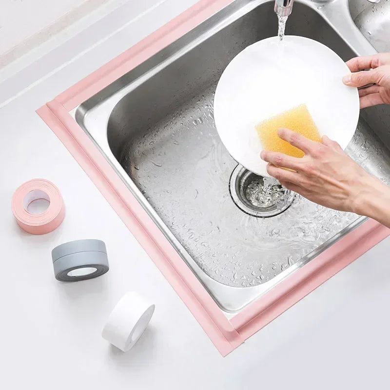 Bathroom Shower Sink Bath Sealing Tapes PVC Adhesive Sealing Strips Waterproof Wall Stickers for Bathroom Kitchen Sealant Tape