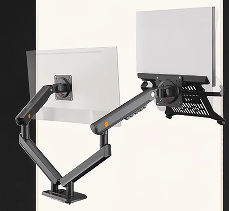 Desktop NB F160 + FP-2 Gas Spring Dual Arm for 17"-27" Monitor Holder + 10"-17" Laptop Support Air Press Mount Stand Load 2-9kg