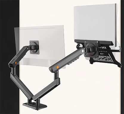 Desktop NB F160 + FP-2 Gas Spring Dual Arm for 17"-27" Monitor Holder + 10"-17" Laptop Support Air Press Mount Stand Load 2-9kg