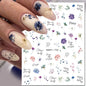 3d Nail Art Decals Elegant White RoyalBlue Roses Flowers Adhesive Sliders Nail Stickers Decoration For Nail Manicure