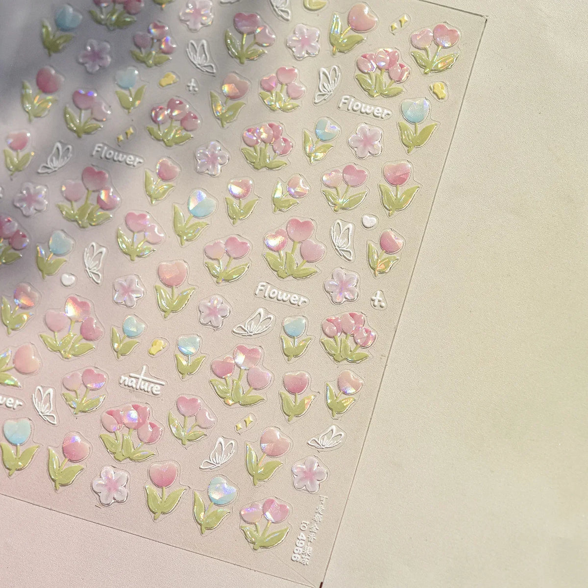 White Flower Petal Cherry Blossom Peach Blossom Falling Petal Floral Gradient 5D Self Adhesive Nail Art Sticker Manicure Decals
