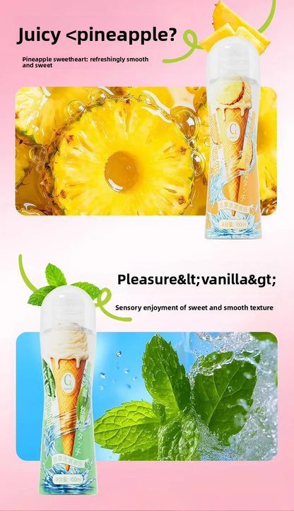 100ml Strawberry/Vanilla/Pineapple Sex Adult Ice Cream Flavored Smooth Sweet Slippery Oral Lubricant Non-sticky Safer Gel