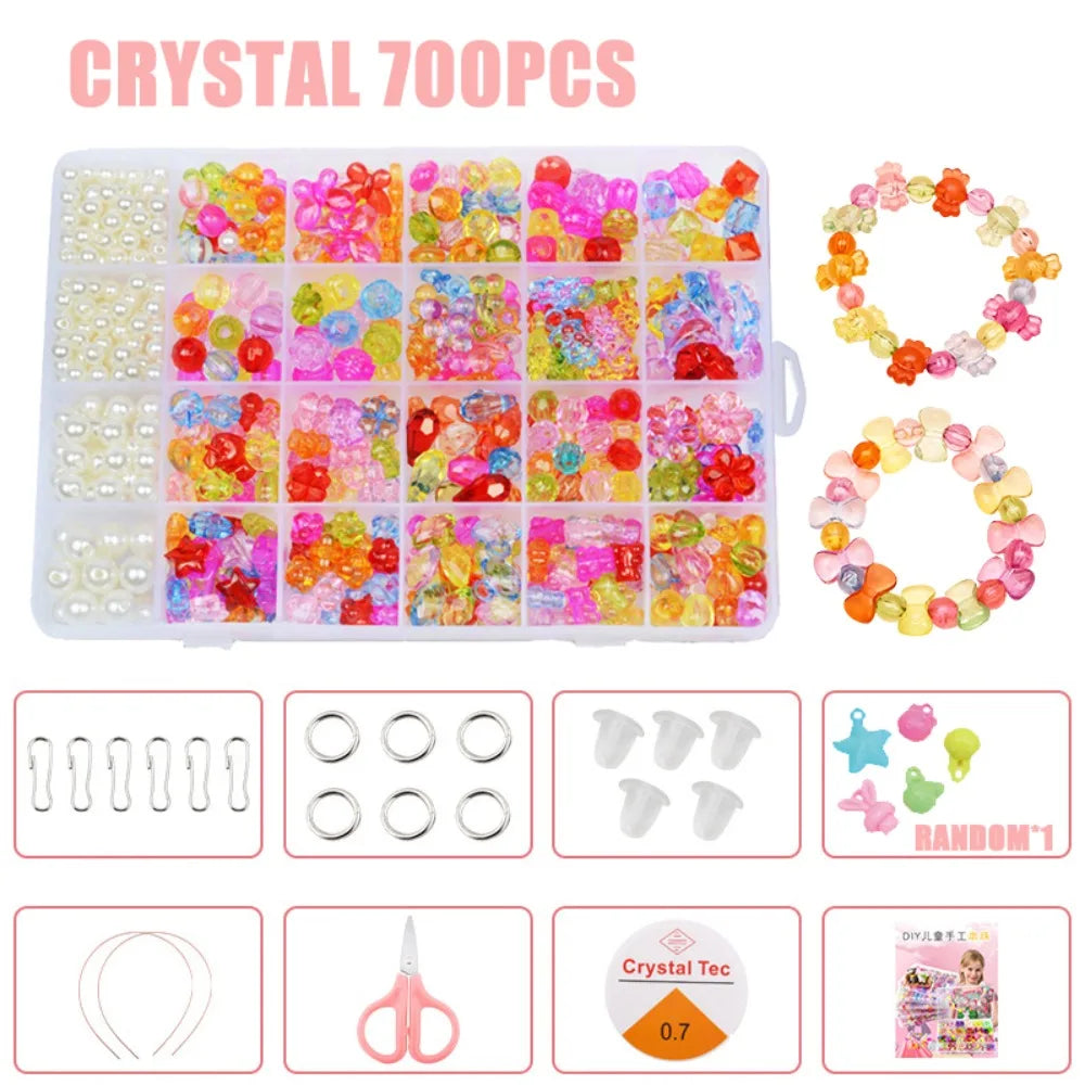 Arts Crafts DIY Handmade Beaded Kit Jewelry Set Handmade DIY Making Beads Kit DIY Creative Beads for Children Girl