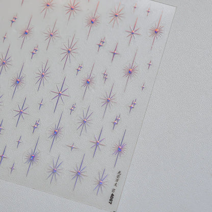 1pcs Sparkle 5D Embossed Star Nail Sticker Metallic Silver Starlight Nail Decals 8*10cm Adhesive Manicure Slider Supplies #Y2K