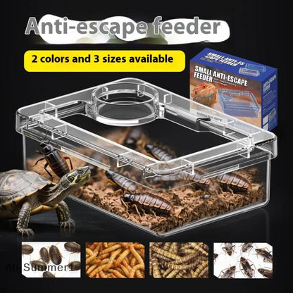 【E】Pet Reptile Lizard Turtle Transparent Feeder Anti-escape Food Bowl Worm Live Container Reptile Pet Bowls Feeder Pet Supplies