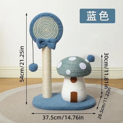 Cute Mushroom House Cat Scratch Board Lollipop Shaping Sisal Grinding Claw Post Cat Bored Pet Supplies