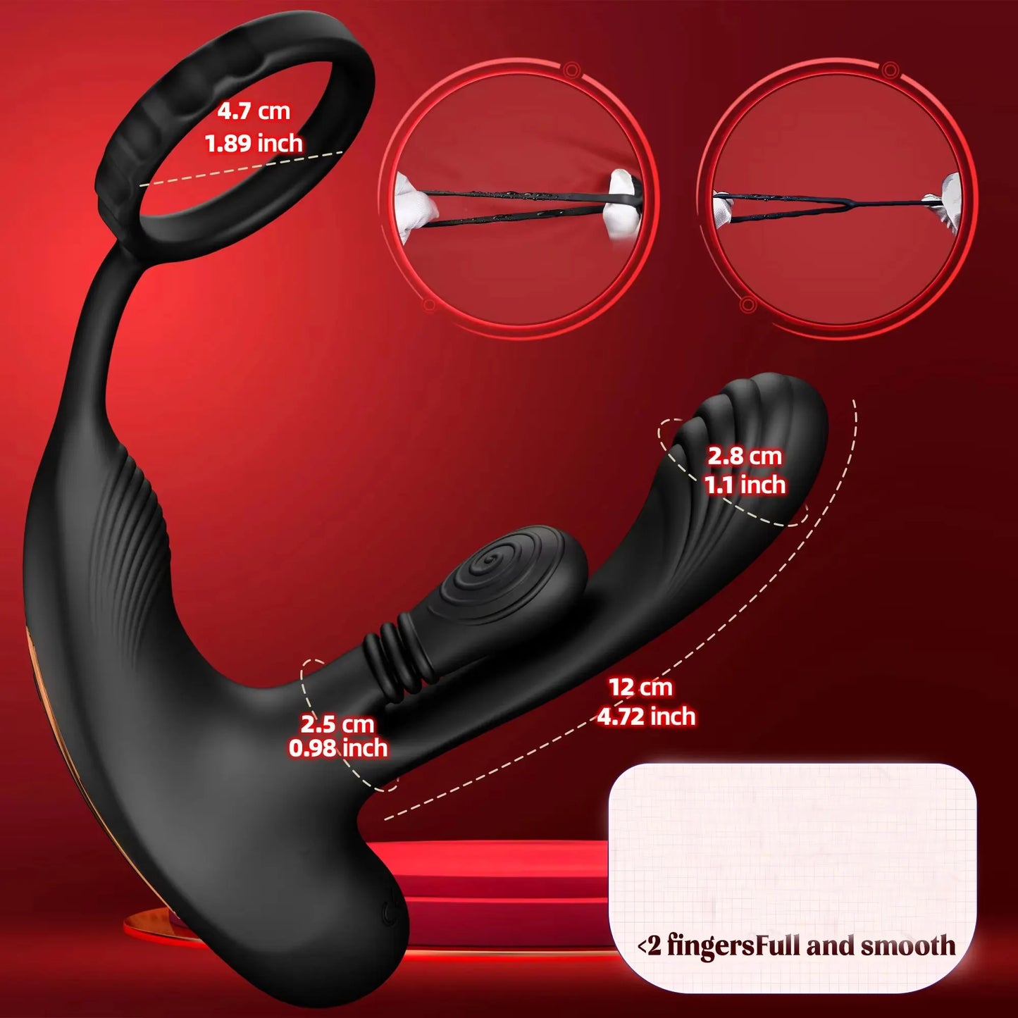 360° Circular Kneading Anal Vibrator Male Prostate Massager with Cock Ring 3 in 1 L-Shaped Vibrators Adult Anal Sex Toy for Gay