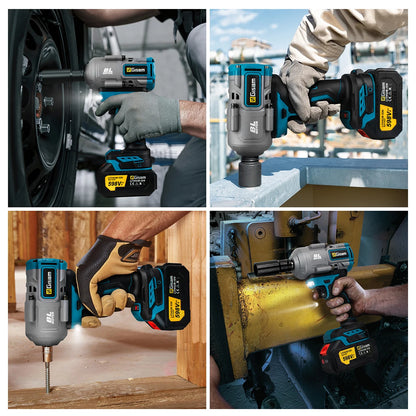 Gisam 2000N.M Brushless Electric Impact Wrench 1/2 inch Cordless Screwdriver Drill 3Gear Electric Wrench Power Tool For Makita 18V Battery Pin