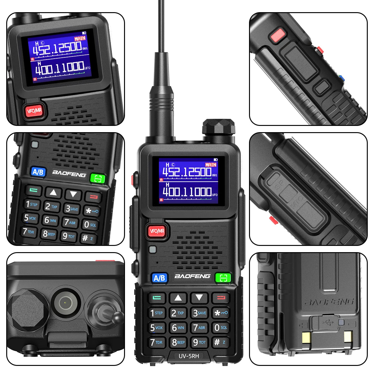 Baofeng UV 5RH 10W Air Band Walkie Talkie Long Range Wirless Copy Frequency Type-C Baofeng UV 5R MINI UV 21 PRO 2 Way Ham Radio