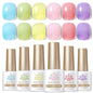 BORN PRETTY 7ml 6Pcs/Set Neon Garden Ice Jelly Gel Nail Polish Set Light Pink Blue Green Soak Off Translucent Nail Gel Kit