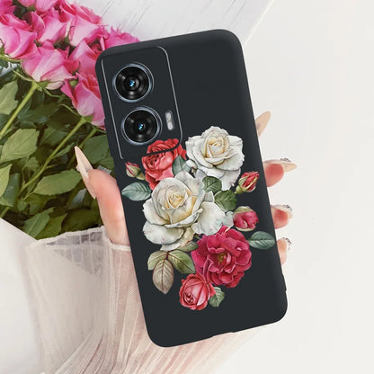Case For Motorola Edge 50 Fusion Cover XT2429-1 Popular Flower Soft Black Silicone Phone Cases For Motorola G96 5G MotoG96 Funda