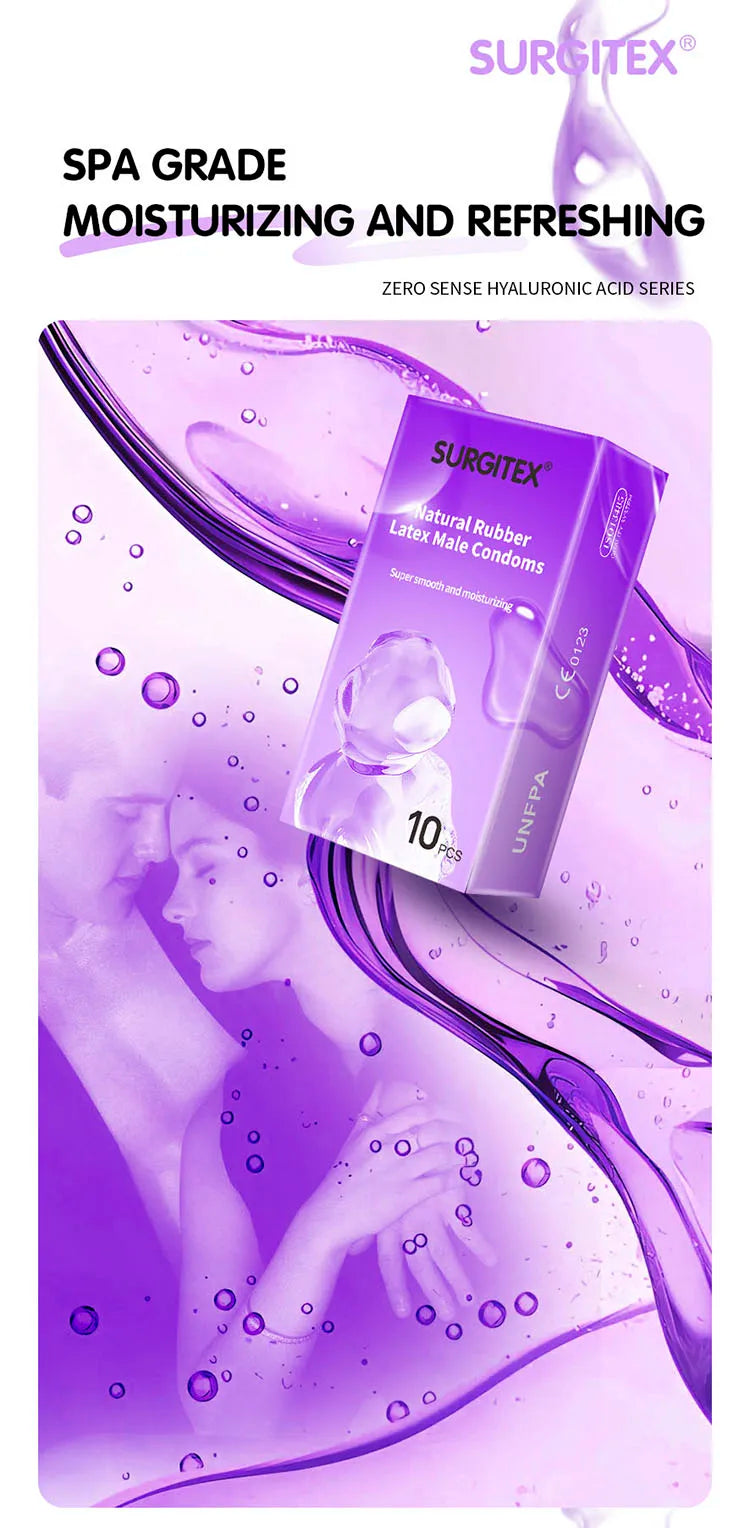 50-count pack of ultra-thin, extra-lubricated male condoms for an unrestrained pleasure experience