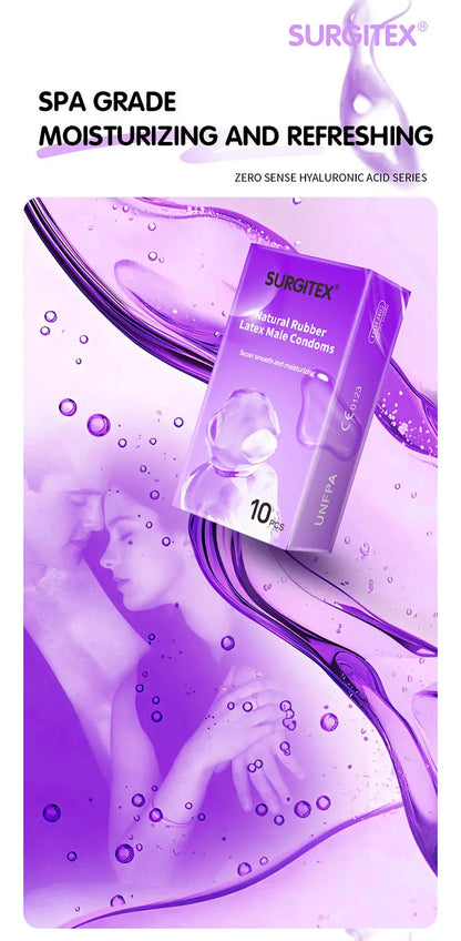 50-count pack of ultra-thin, extra-lubricated male condoms for an unrestrained pleasure experience