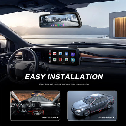 Podofo 4K Dashcam 9.66'' Mirror Dash Car Camera Rear Camera  Video Recorder Night Vision Loop Recording G Sensor 24H Parking Monitoring