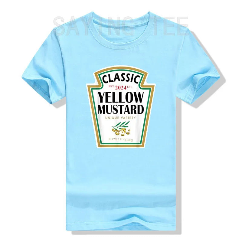 Red Ketchup Yellow Mustard DIY Costume Matching Couples Groups Halloween T-Shirt Gifts Lazy Easy Condiments Costumes Couple Tops