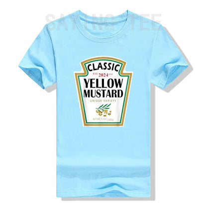Red Ketchup Yellow Mustard DIY Costume Matching Couples Groups Halloween T-Shirt Gifts Lazy Easy Condiments Costumes Couple Tops