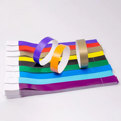 100Pcs Synthetic Paper Wristbands Disposable Waterproof Wrist Strap Event Identification Bracelets Removable Wristband Tape
