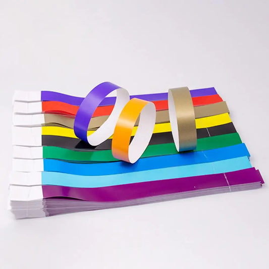 100Pcs Synthetic Paper Wristbands Disposable Waterproof Wrist Strap Event Identification Bracelets Removable Wristband Tape