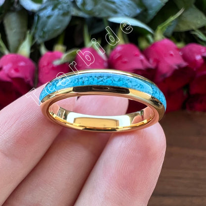 4MM 6MM 8MM Multicolor Turquoise Ring Men Women Beautiful Tungsten Engagement Wedding Band Domed Polished Finish Comfort Fit
