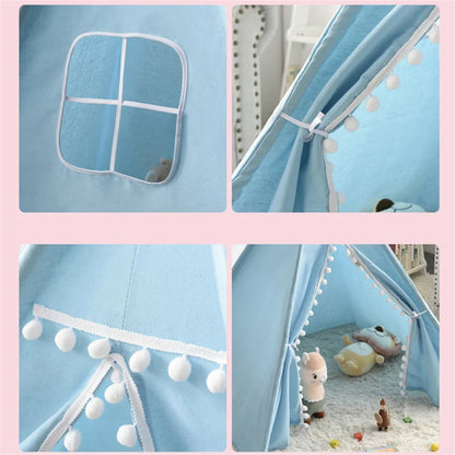 1.6m/1.3m Kid Tent Indoor Play House Wigwam for Child Portable Child Tipi Tents Teepee Toddler Ball Pit Girl Castle Play Room