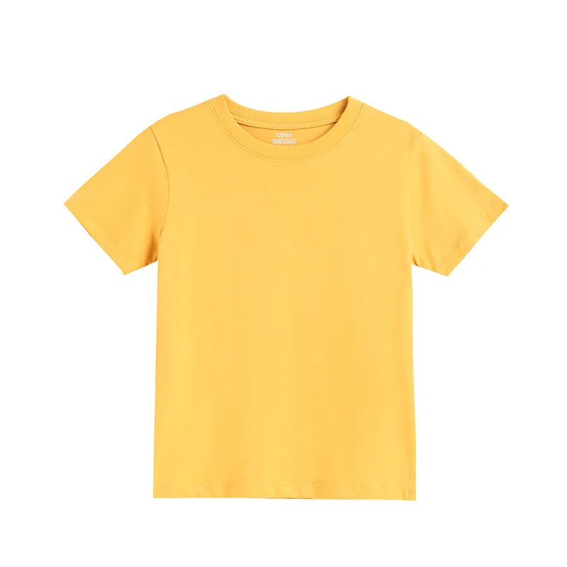 2-16 Years Summer Kids Boys Girls T-shirts Solid Cotton Breathable Teenager Short Tops Children's Tees Casual Shirt Baby Clothes