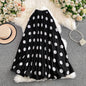 2026 Pleated Skirt Elastic Waist Polka Dot Fashion Printed Slim Pleated Skirt Women's Summer New Beach Vacation Mid-length Skirt