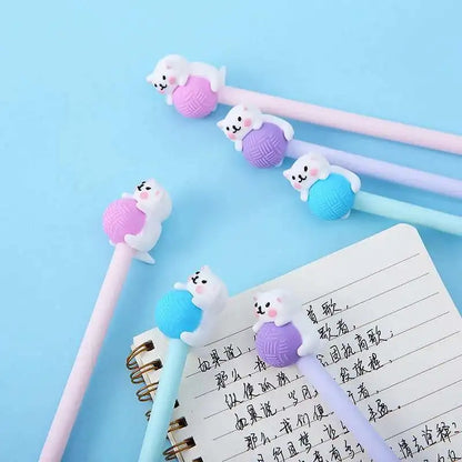 1 Pcs Lytwtw's Cute Creative Cat Gel Pen Cartoon Kawaii Stationery Office School Supplies sweet pretty lovely cartoon Handles