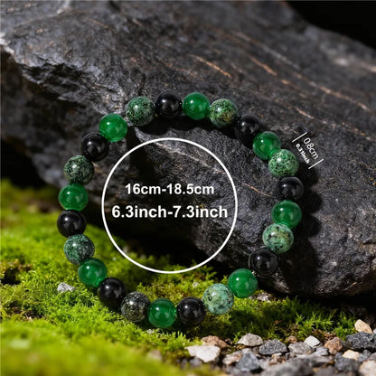 Fashionable 8mm Green Beaded Bracelet - Handmade Elastic Rope Bracelet - The Best Gift to Give