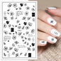 Black and White Love Flowers Line Art 3D Stickers Nail Decals Nail Art Accessories Butterfly Rose Nail Stickers Nail Sliders