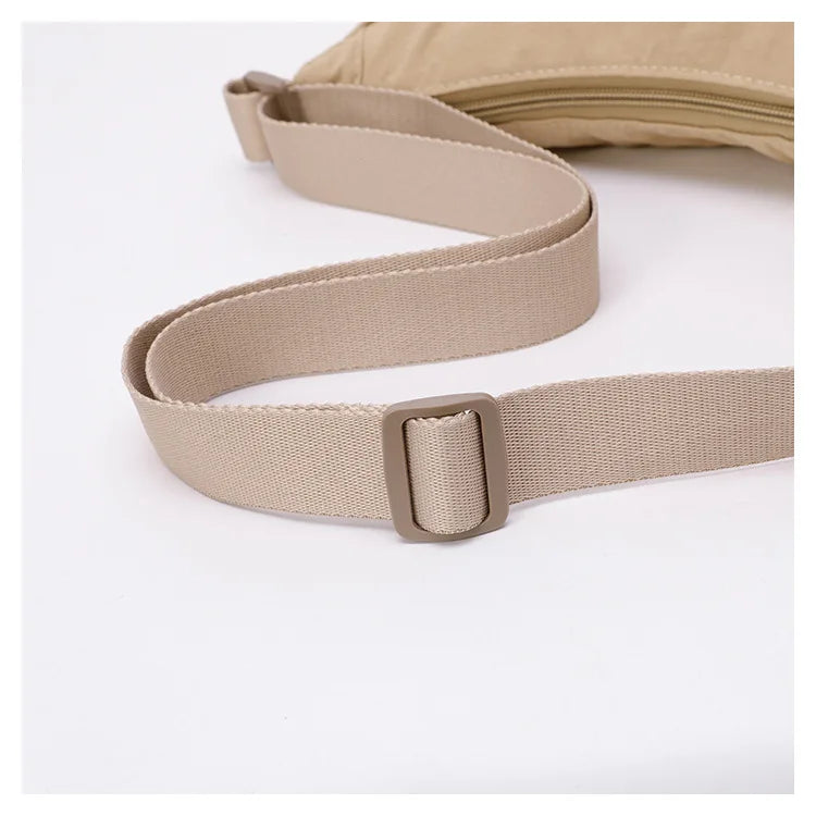 Nylon fabric zipper crossbody bag for men and women, crescent-shaped dumpling bag under the armpits, large capacity